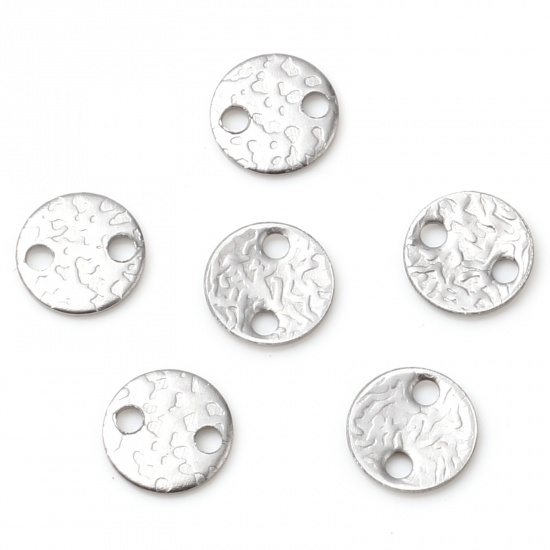 Picture of Stainless Steel Charms Round Silver Tone 6mm Dia., 30 PCs