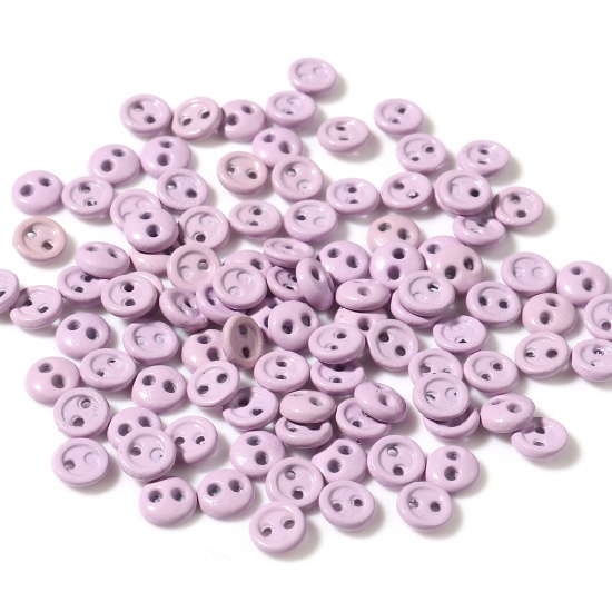 Picture of Zinc Based Alloy Metal Sewing Buttons Two Holes Mauve Round 3mm Dia., 50 PCs