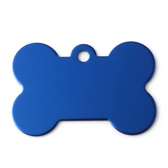 Immagine di Lega di Zinco Memoriale dell'animale Ciondoli Osso Blu Modifiche in bianco di timbratura 3.8cm x 2.5cm , 5 Pz