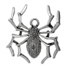 Picture of Zinc Based Alloy Halloween Pendants Spider Animal Antique Silver 35mm(1 3/8") x 31mm(1 2/8"), 10 PCs
