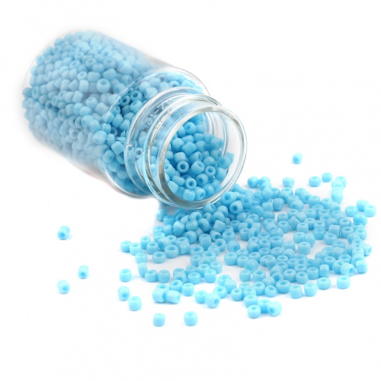 Picture of Glass Seed Seed Beads Cylinder Skyblue Dyed About 4mm Dia., Hole: Approx 1.2mm, 1 Bottle