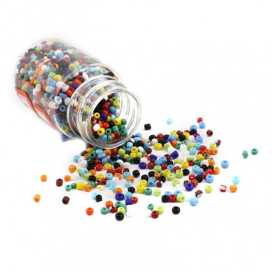 Picture of Glass Seed Seed Beads Cylinder At Random Color Mixed Dyed About 4mm Dia., Hole: Approx 1.2mm, 1 Bottle