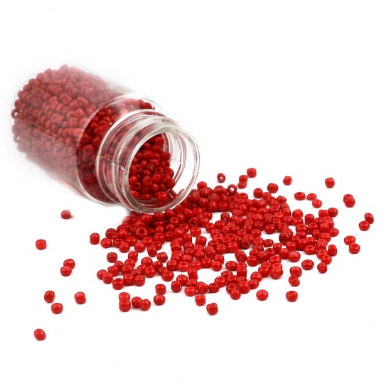 Picture of Glass Seed Seed Beads Cylinder Wine Red Dyed About 4mm Dia., Hole: Approx 1.2mm, 1 Bottle