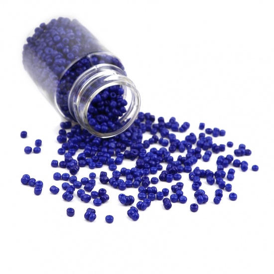 Picture of Glass Seed Seed Beads Cylinder Royal Blue Dyed About 4mm Dia., Hole: Approx 1.2mm, 1 Bottle