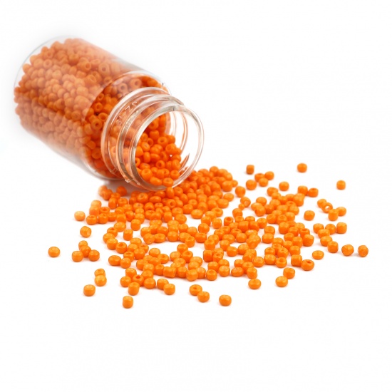 Picture of Glass Seed Seed Beads Cylinder Orange Dyed About 4mm Dia., Hole: Approx 1.2mm, 1 Bottle