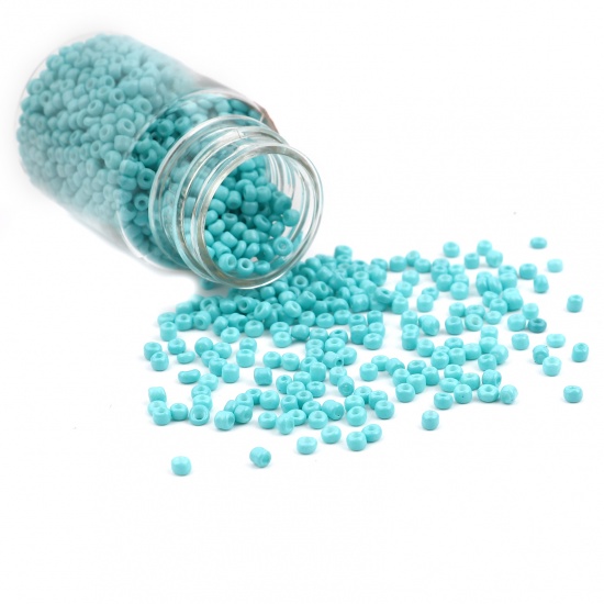 Immagine di Vetro Seme Perline Cilindrico Blu Chiaro Tinto Per 4mm Dia., Foro:Circa 1.2mm, 1 Bottiglia