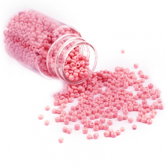 Picture of Glass Seed Seed Beads Cylinder Pink Dyed About 4mm Dia., Hole: Approx 1.2mm, 1 Bottle