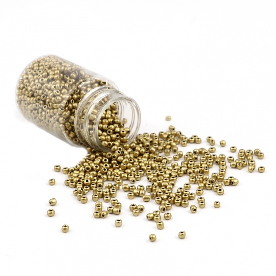 Picture of Glass Seed Seed Beads Cylinder Golden Dyed About 4mm Dia., Hole: Approx 1.2mm, 1 Bottle