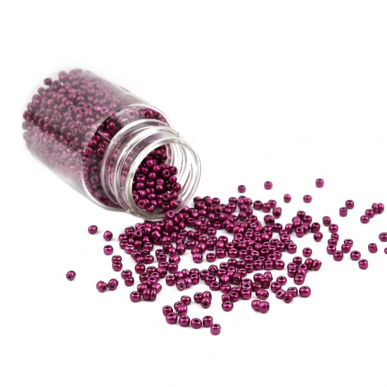 Picture of Glass Seed Seed Beads Cylinder Dark Purple Dyed About 4mm Dia., Hole: Approx 1.2mm, 1 Bottle