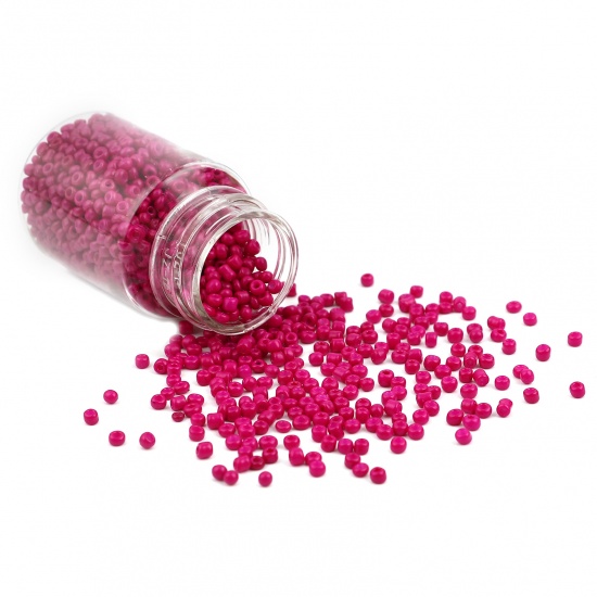 Picture of Glass Seed Seed Beads Cylinder Fuchsia Dyed About 4mm Dia., Hole: Approx 1.2mm, 1 Bottle
