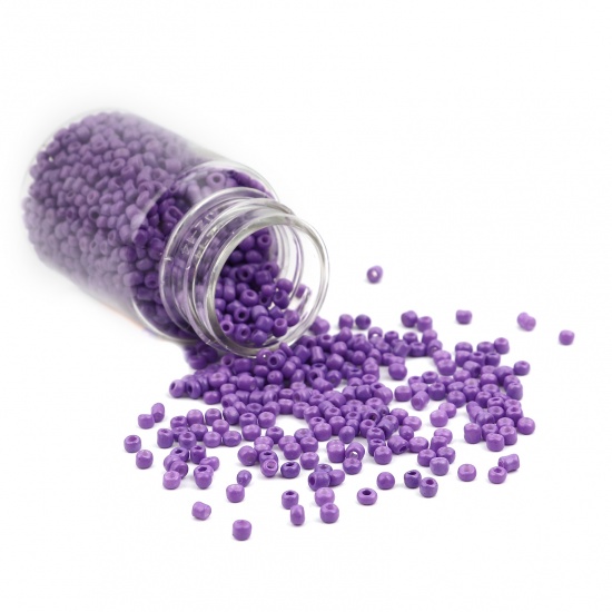 Picture of Glass Seed Seed Beads Cylinder Purple Dyed About 4mm Dia., Hole: Approx 1.2mm, 1 Bottle
