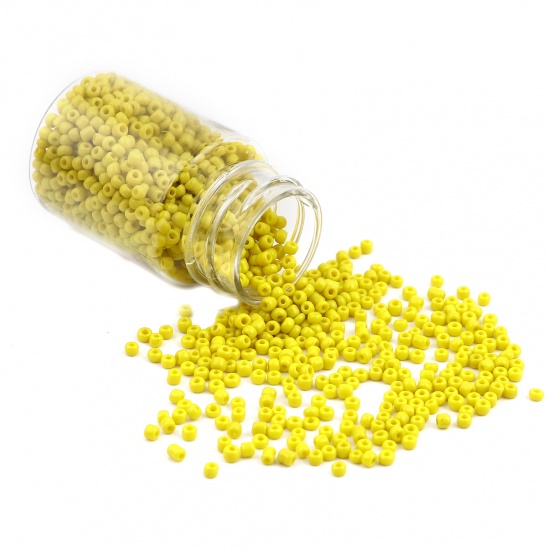 Picture of Glass Seed Seed Beads Cylinder Yellow Dyed About 3mm Dia., Hole: Approx 1mm, 1 Bottle