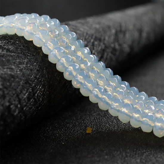 Picture of Opal ( Synthetic ) Loose Beads Abacus White Faceted About 6mm x 4mm, 1 Strand (Approx 82 PCs/Strand)