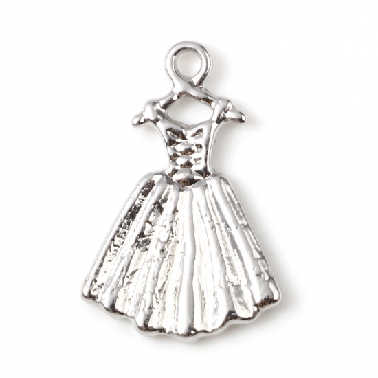 Picture of Zinc Based Alloy Clothes Charms Skirt Silver Tone 21mm x 14mm, 20 PCs