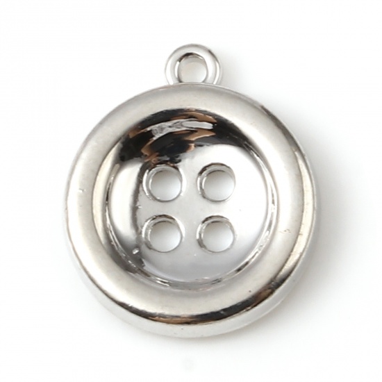 Picture of Zinc Based Alloy Clothes Charms Button Silver Tone 13mm x 11mm, 20 PCs