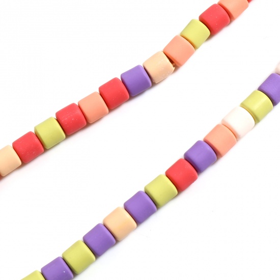 Picture of Polymer Clay Beads Heishi Beads Disc Beads Cylinder Multicolor About 7mm x 6mm, Hole: Approx 1.3mm, 40cm(15 6/8") - 39cm(15 3/8") long, 2 Strands (Approx 60 PCs/Strand)