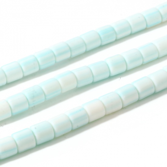 Picture of Polymer Clay Beads Heishi Beads Disc Beads Cylinder Light Blue About 7mm x 6mm, Hole: Approx 1.3mm, 40cm(15 6/8") - 39cm(15 3/8") long, 2 Strands (Approx 60 PCs/Strand)