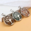 Picture of Zinc Based Alloy Religious Pendants Round Silver Tone At Random Color Tree of Life 3.7cm x 2.7cm, 1 Piece