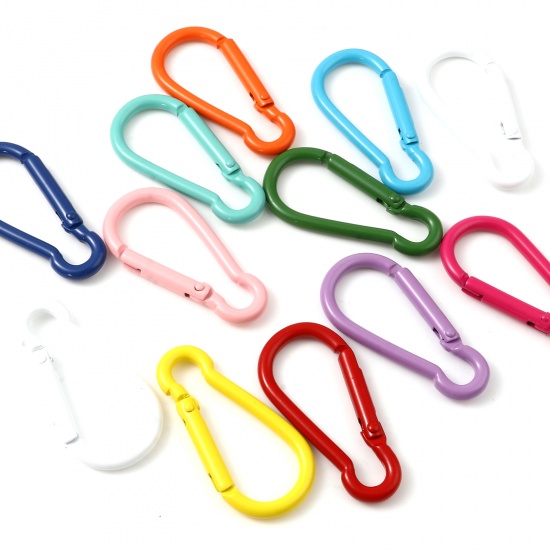 Picture of Zinc Based Alloy Carabiner Keychain Clip Hook Calabash At Random Color Mixed 4.6cm x 2.2cm, 5 PCs