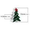Изображение Цинковый Сплав В Стиле Пандора Бусины Рождественская елка, Посеребренный Звезда Красный & Зеленый С Эмалью 15мм x 10мм, Отверстие ：около 4.6мм, 5 ШТ