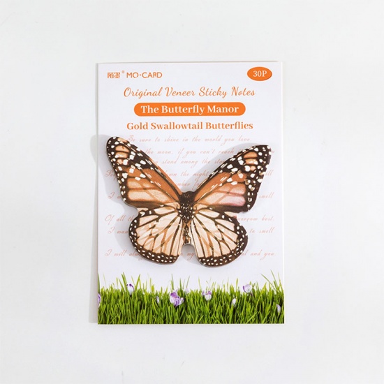 Immagine di Khaki - 6# Butterfly Message Sticky Notes Paper DIY Scrapbook Decoration 75mm - 55mm, 1 Set
