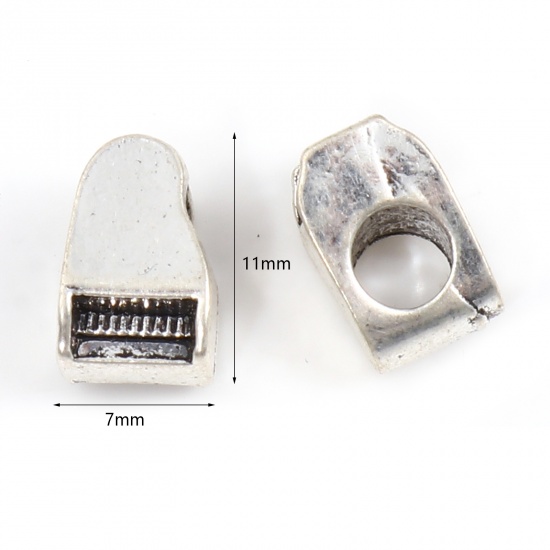 Picture of Zinc Based Alloy Music Large Hole Charm Beads Antique Silver Color Musical Instrument Piano 11mm x 7mm, Hole: Approx 4.5mm, 20 PCs