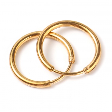 Imagen de Elegante Minimalista Aros De Aro Abrazador Al Por Mayor, Anillo Chapado en Oro Acero Inoxidable, Mujeres Enchapado al Vacío Regalo Suministro de Joyería, 20mm Dia., Tamaño del Poste/Cable: 0.9mm(19 gauge), 1 Par