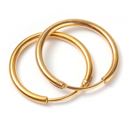 Picture of Wholesale Stylish Minimalist Hoop Earrings, Circle Ring Gold Plated Stainless Steel, Women's Vacuum Plating Gift Jewelry Supply, 22mm Dia., Post/ Wire Size: 0.9mm(19 gauge), 1 Pair