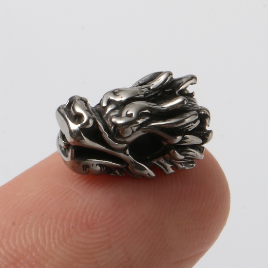 Picture of Stainless Steel Beads Dragon Gunmetal 12mm x 7mm, Hole: Approx 2.4mm, 2 PCs