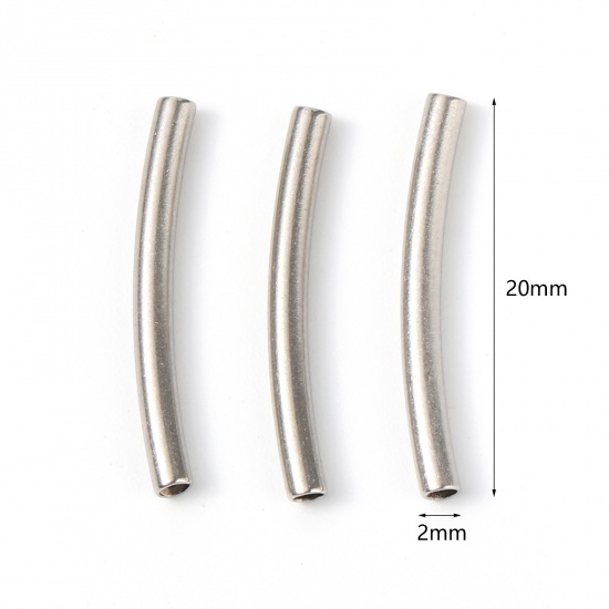 Bild von Edelstahl Perlen Tube Silberfarbe 20mm x 2mm, Loch: ca. 1.2mm, 5 Stück