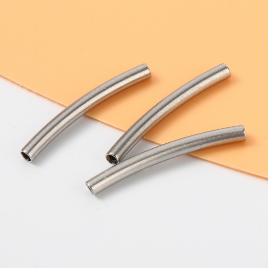 Bild von Edelstahl Perlen Tube Silberfarbe 20mm x 2mm, Loch: ca. 1.2mm, 5 Stück