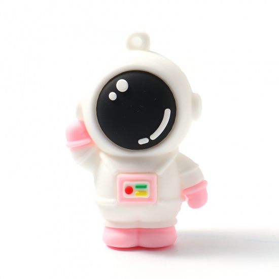 Picture of PVC Galaxy Pendants Astronaut Spaceman Pink 5.9cm x 3.8cm, 1 Piece