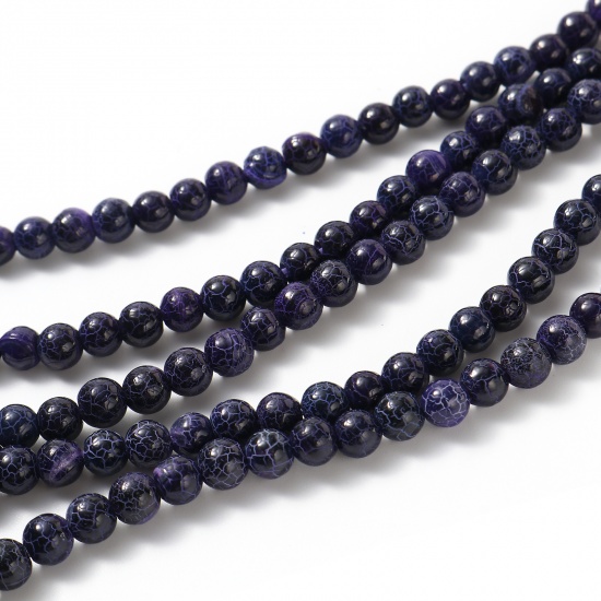 Picture of (Grade B) Agate ( Natural ) Beads Round Dark Purple Dyed About 6mm Dia, Hole: Approx 1mm, 35cm(13 6/8") long, 1 Strand ( 65 PCs/Strand)