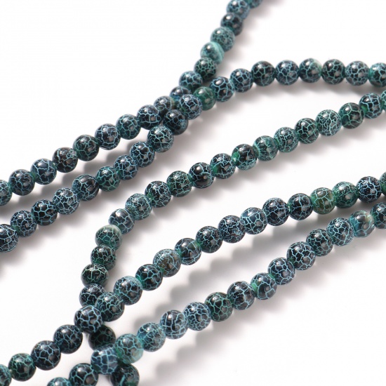 Bild von (Klasse B) Achat ( Natur ) Perlen Rund Cyanblau Gefärbt ca. 6mm D., Loch:ca. 1mm, 35cm lang, 1 Strang (ca. 65 Stück/Strang)