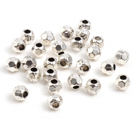 Lega di Zinco Perline Tondo Argento Antico Sezione Circa 4mm Dia, Foro:Circa 1.4mm, 500 Pz