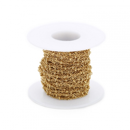 Imagen de 1 Rollo (Aprox 10 Yarda/Rollo Acero Inoxidable Cadena de Cable Cruz Para Accesorios Hechos a Mano para Hacer Joyas Chapado en Oro 1.5mm