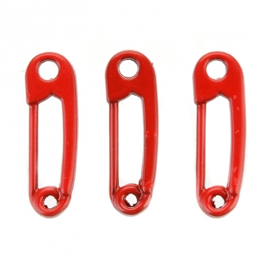 Immagine di Lega di Zinco Charms Spilla Rosso Pittura 22mm x 7mm , 10 Pz