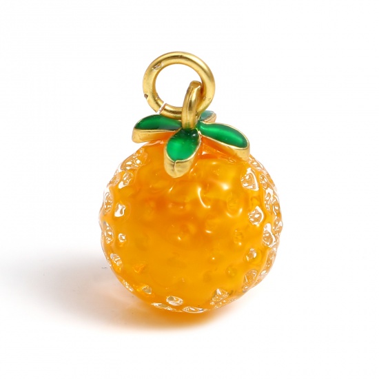 Picture of Lampwork Glass Charms Orange Orange Fruit 20mm x 13mm, 2 PCs