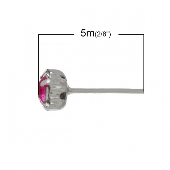Bild von Legierung + Strass Ohrring Ohrstecker Stopper Ohrringe Zufällig Mix Silberfarbe mit Strass, 5mm x 5mm, Drahtstärke: (21 gauge), 50 Stück