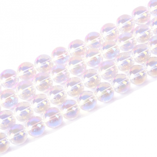 Image de Perles en Verre Rond Transparent Env. 6mm Dia, Trou: 1.3mm, 39cm - 38cm long, 1 Enfilade (env. 69 Pcs/Enfilade)
