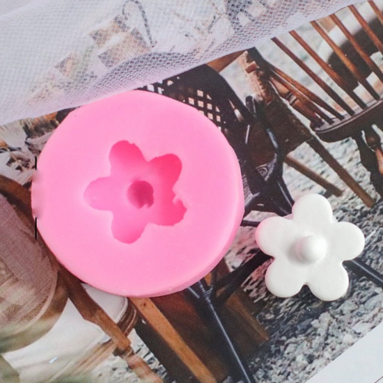 Immagine di Silicone Muffa della Resina per Gioielli Rendendo Fiore Rosa 3.5cm Dia. 1 Pz
