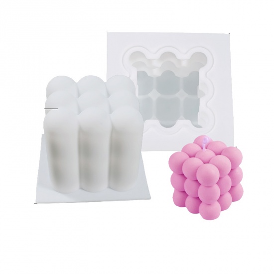 Picture of Silicone Resin Mold For Jewelry Making Candle Ball White 8.2cm x 8.2cm, 1 Piece