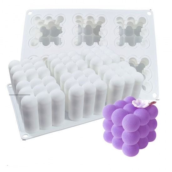 Picture of Silicone Resin Mold For Jewelry Making Candle Ball White 22.5cm x 15.4cm, 1 Piece