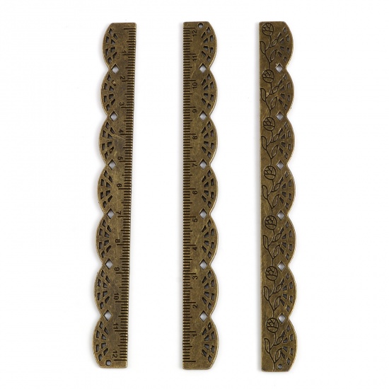 Picture of Zinc Based Alloy Bookmark Ruler Antique Bronze Wave 12.5cm x 1.2cm, 5 PCs