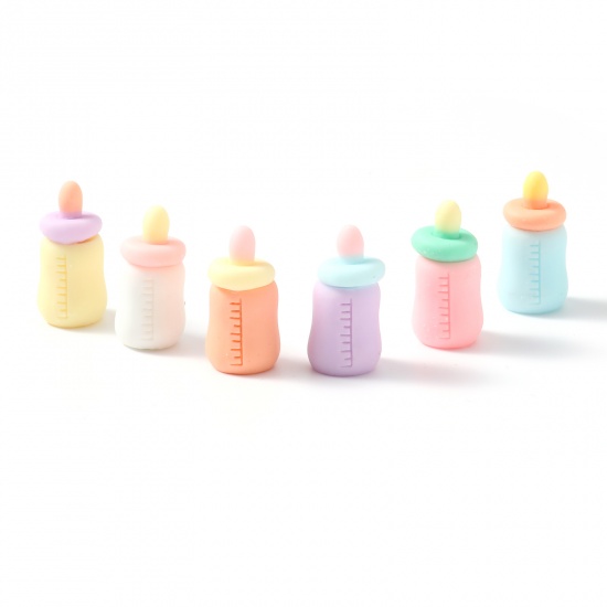 Picture of Resin Embellishments Milk Bottle At Random Color 25mm x 13mm, 10 PCs