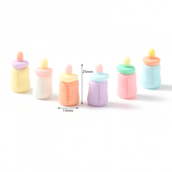 Picture of Resin Embellishments Milk Bottle At Random Color 25mm x 13mm, 10 PCs