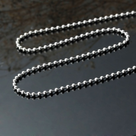 304 Stainless Steel Jewelry Necklace Silver Tone Ball Chain 61.9cm(24 3/8") long, Chain Size: 2.3mm(1/8"), 1 Piece