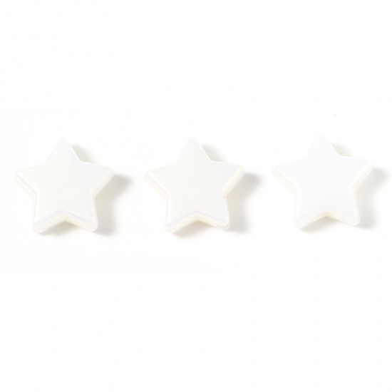 Picture of Resin Galaxy Spacer Beads Star White Pearlized About 11mm x 10mm, Hole: Approx 1.4mm, 200 PCs