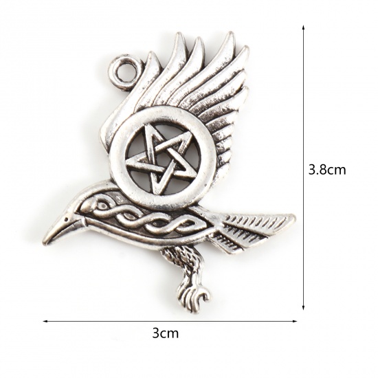 Immagine di Lega di Zinco Religione Ciondoli Corvo Uccello Argento Antico Nodo Celtico 38mm x 30mm , 1 Pz