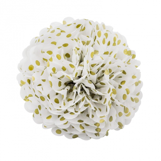 Picture of Paper Party Decorations Flower Ball Golden Dot 20cm Dia., 5 PCs